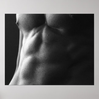 Poster Torse masculin musclé noir et blanc