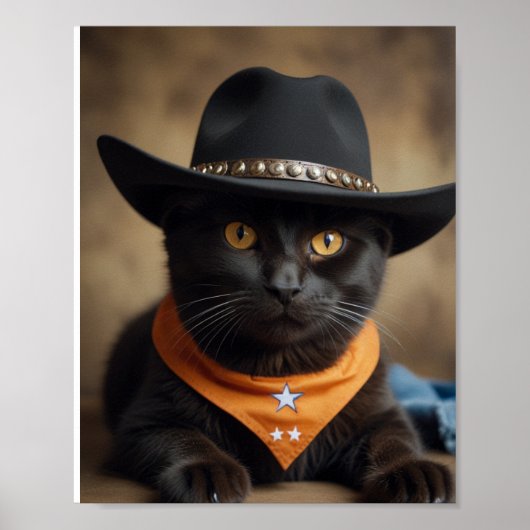 Poster Tortishell Cat Cowboy (Devant)