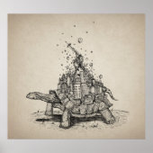 Poster Tortoise Town - illustration stylo et encre (Devant)