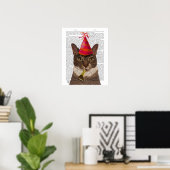 Poster Tortoiseshell Chat avec Casquette du Parti (Bureau à domicile)
