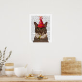 Poster Tortoiseshell Chat avec Casquette du Parti (Cuisine)