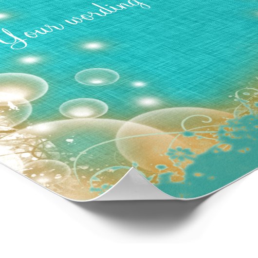 Poster Tortue à thème de plage mariage 8 x 10 (Coin)