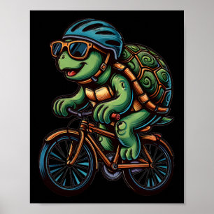 Poster Tortue amoureux du cyclisme cycle cycliste vélo to