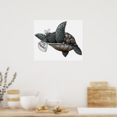 Poster Tortue anti-pollution (Cuisine)