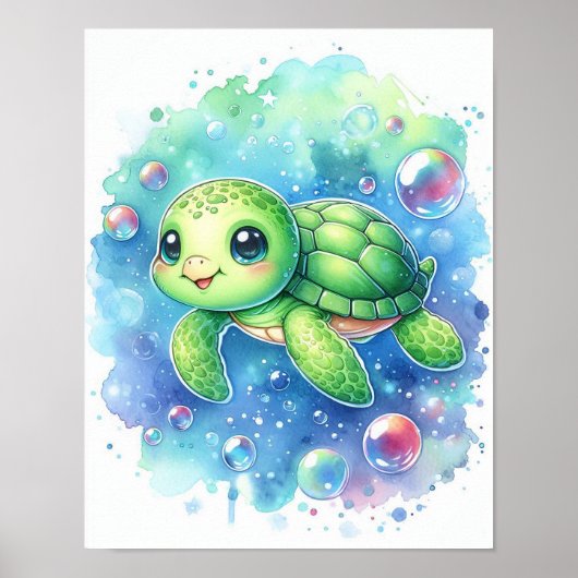 Poster Tortue aquarelle (Devant)