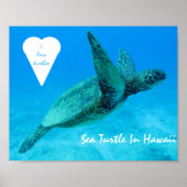 Poster Tortue bleue dans les tortues cardiaques Hawaii (Devant)