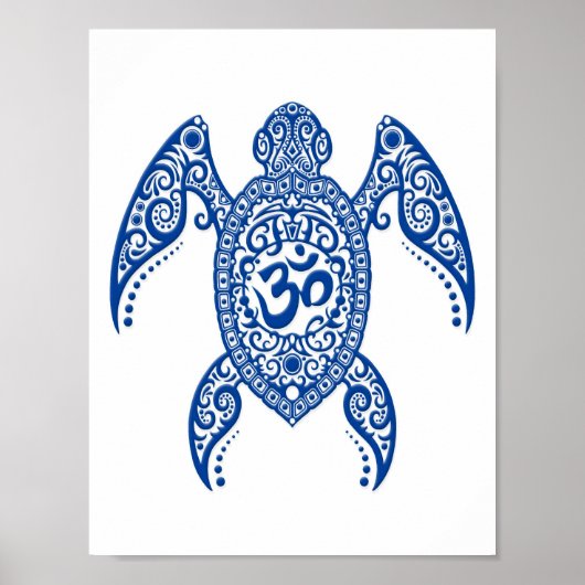 Poster Tortue bleue de mer d'Om sur blanc (Devant)
