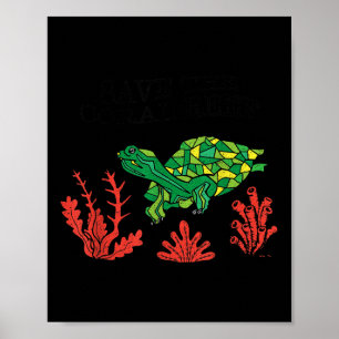 Poster Tortue Coral Sauvez Le Coral Reef De l'environneme