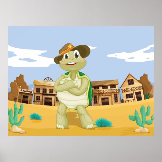 Poster Tortue cowboy (Devant)