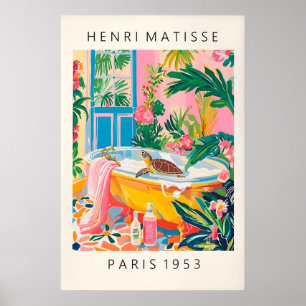 Poster Tortue dans la baignoire Art Imprimé Style Matisse