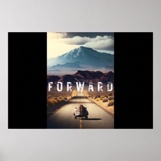 Poster Tortue dans le désert "En avant" (Devant)