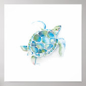 Poster Tortue de mer à l'aquarelle (Devant)