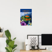Poster Tortue de mer amicale en mer (Bureau à domicile)
