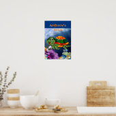Poster Tortue de mer amicale en mer (Cuisine)