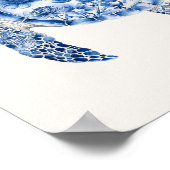 Poster Tortue de mer - Bleu côtier sur le beige (Coin)