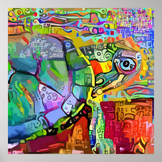 Poster Tortue de mer colorée, tortue aquatique art abstra