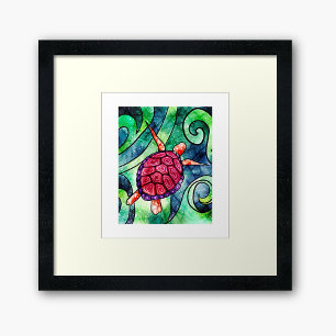 Poster Tortue de mer Colorful Tropical