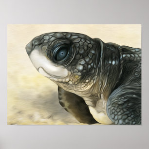Poster Tortue de mer de Leatherback stylisée