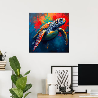 Poster Tortue de mer en haute mer