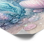 Poster Tortue de mer et Mur de sirène paisible (Coin)