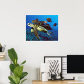 Poster Tortue de mer et poisson imprimé (Bureau à domicile)