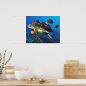 Poster Tortue de mer et poisson imprimé (Cuisine)