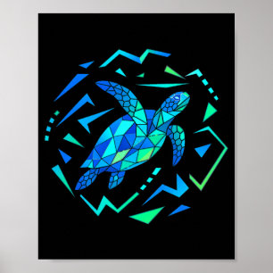 Poster Tortue de mer géométrique masculine avec motifs vi