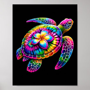 Poster Tortue de mer hawaïenne Tie-dye Vacances à Hawaï P
