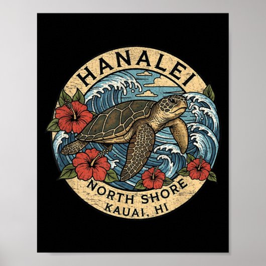 Poster Tortue de mer Hei Kauai Hawaï vacances hawaïen (Devant)