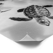 Poster Tortue de mer noire et blanche Tropical Printable  (Coin)