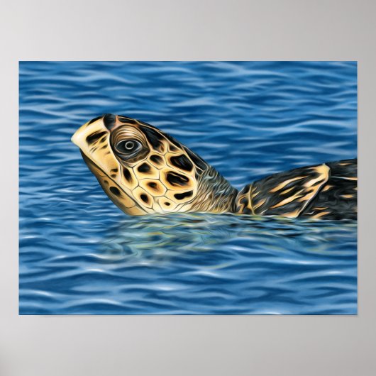 Poster Tortue de mer Stylisée Basking (Devant)