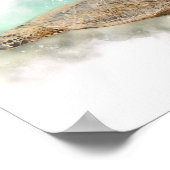 Poster Tortue de mer verte hawaïenne - Aquarelle de tortu (Coin)