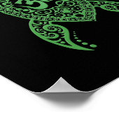 Poster Tortue de mer verte Om sur Noir (Coin)