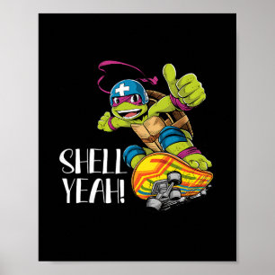 Poster Tortue Drôle Sur Skateboard Avec Coquille Ouais Sk