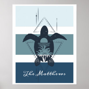 Poster Tortue géométrique moderne Personnalisée