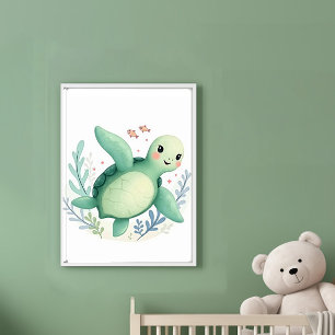 Poster Tortue heureuse