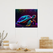 Poster Tortue marine couleur néon (Cuisine)