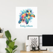 Poster Tortue marine personnalisable (Bureau à domicile)
