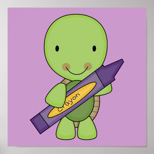 Poster tortue mignonne pourpre (Devant)