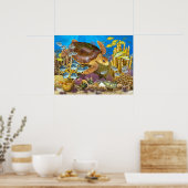 Poster Tortue migratrice au-dessus du récif (Cuisine)