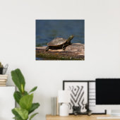 Poster Tortue peinte sur un bûcher (Bureau à domicile)