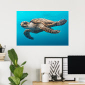 Poster Tortue photo Océan Bleu (Bureau à domicile)