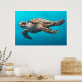 Poster Tortue photo Océan Bleu (Cuisine)