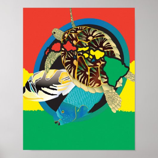 Poster Tortue Réggae Hawaii Hawaii (Devant)