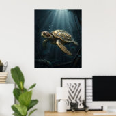 Poster Tortue submersible (Bureau à domicile)