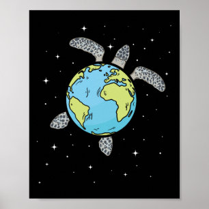 Poster Tortue Terre Tortue Jour des terres Tortue Planète
