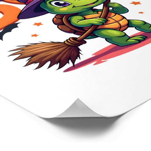 Poster Tortue Tortue Boo Sorcière Trick Ou Traiter Hallow (Coin)