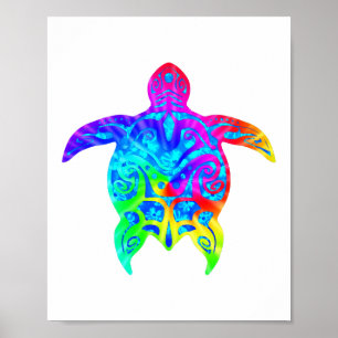 Poster Tortue tribale colorée