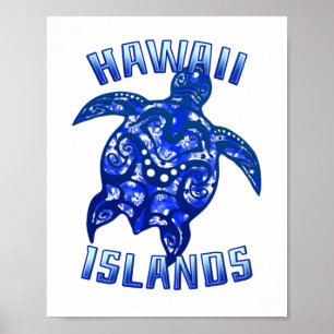 Poster Tortue tribale Hawaii Vacances