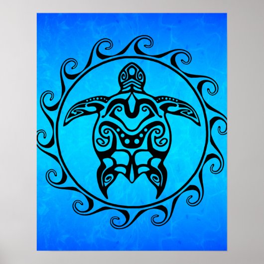 Poster Tortue tribale noire (Devant)